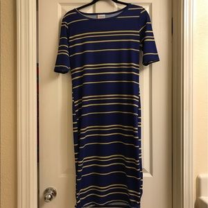 Sale 3/$15! LuLaRoe Julia -blue and yellow EUC